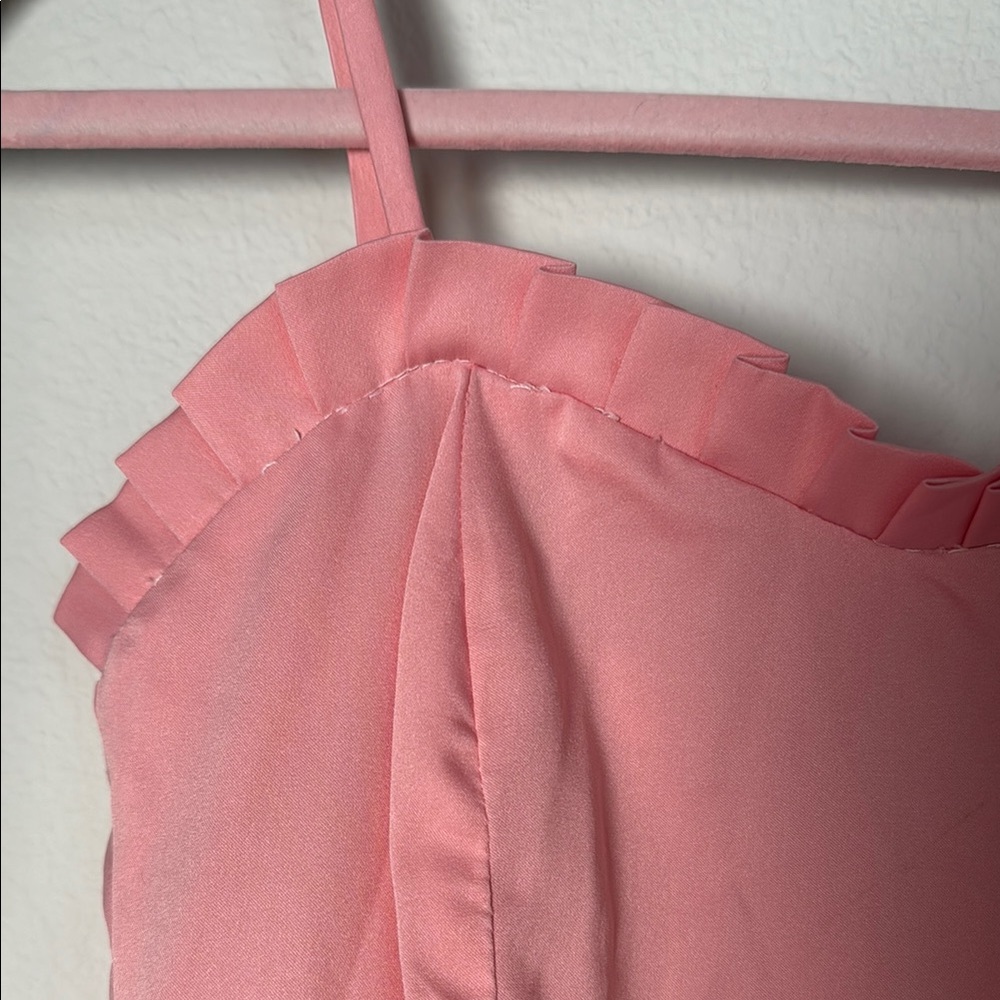 80s Handmade Bubblegum Pink Ruffle Dress ππ - Picture 2 of 5